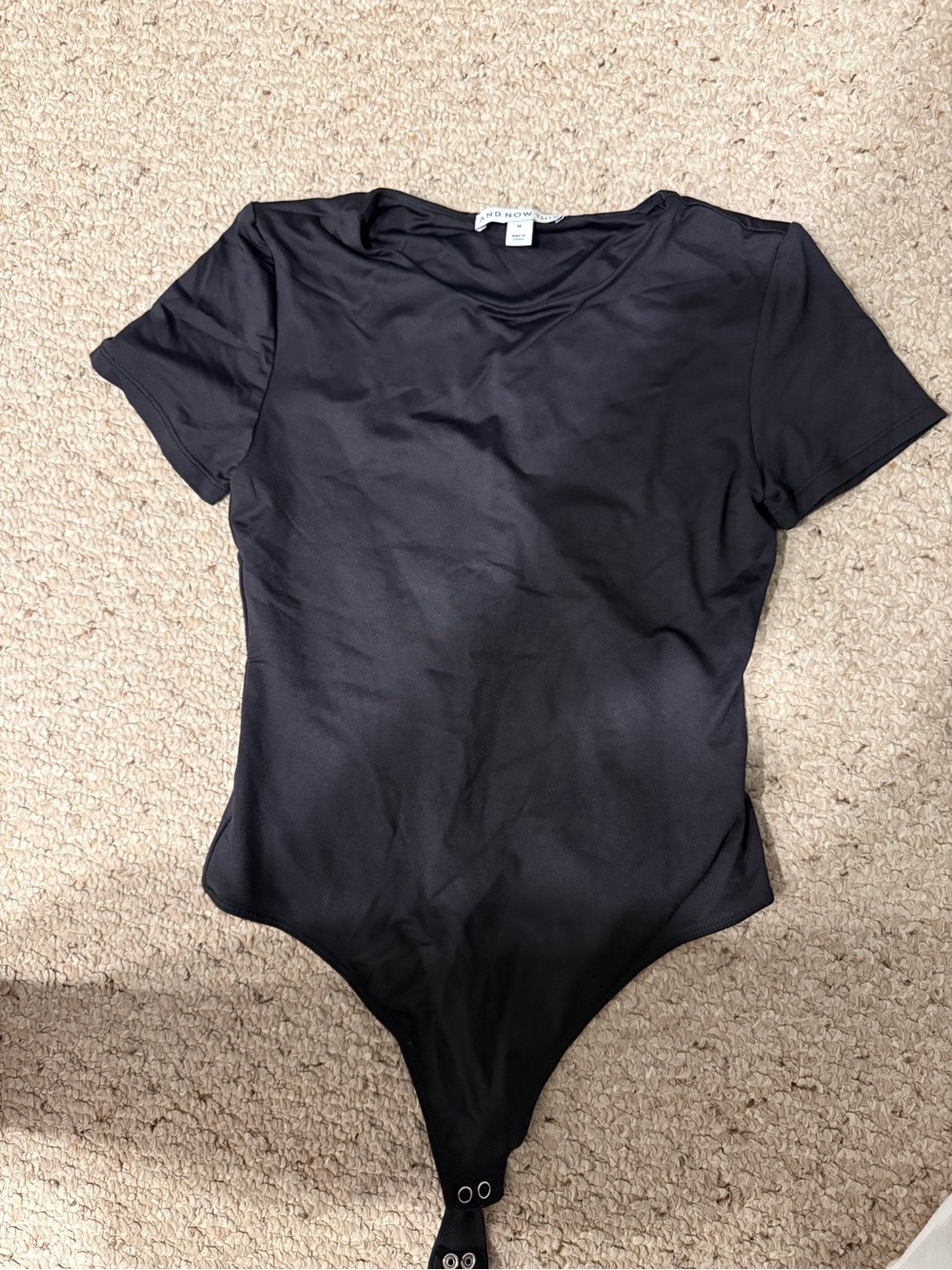 Black Short-Sleeve Bodysuit with Snap Closure - Minimal Essential